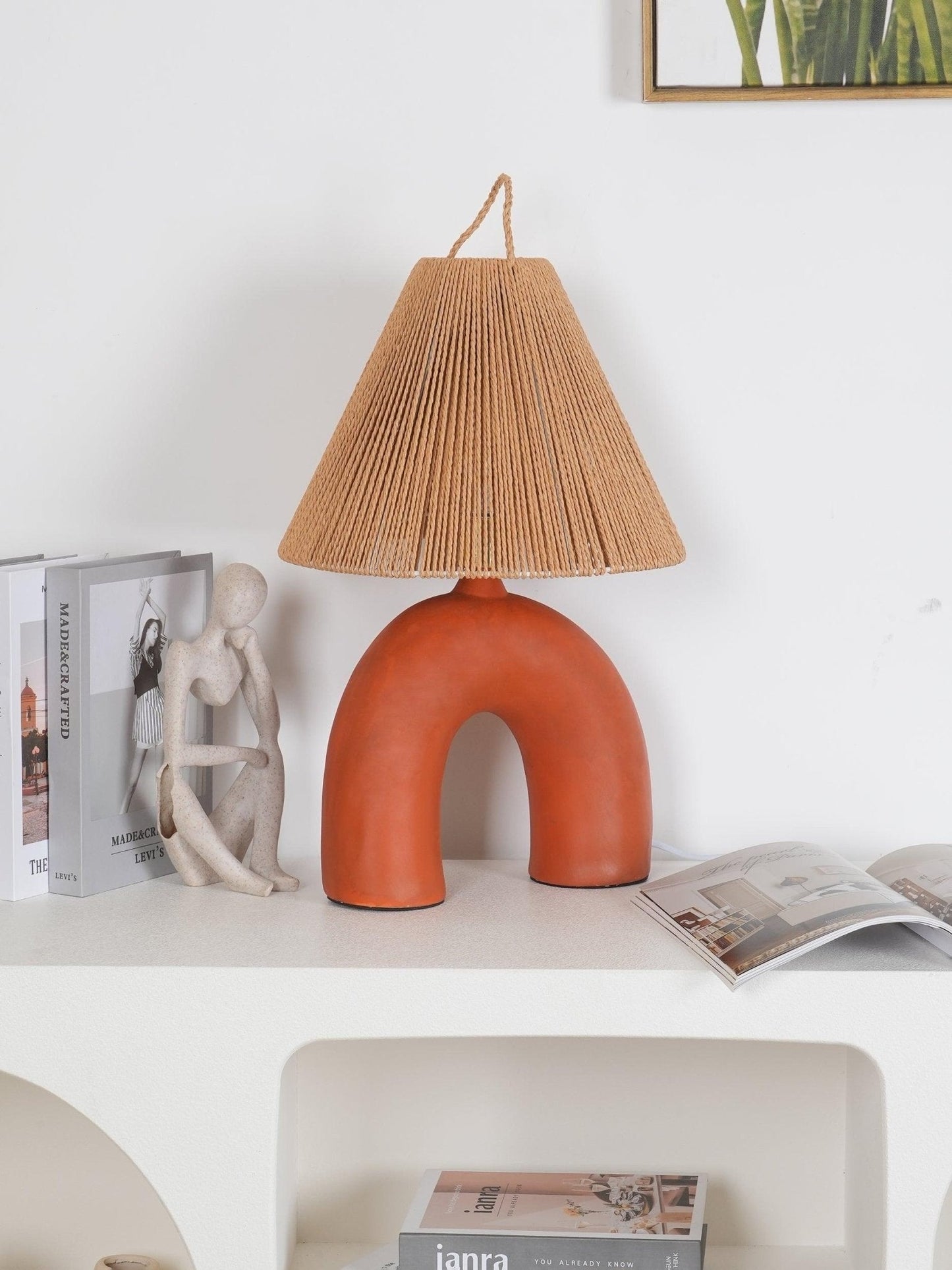 Arched Ceramic & Rope Table Lamp