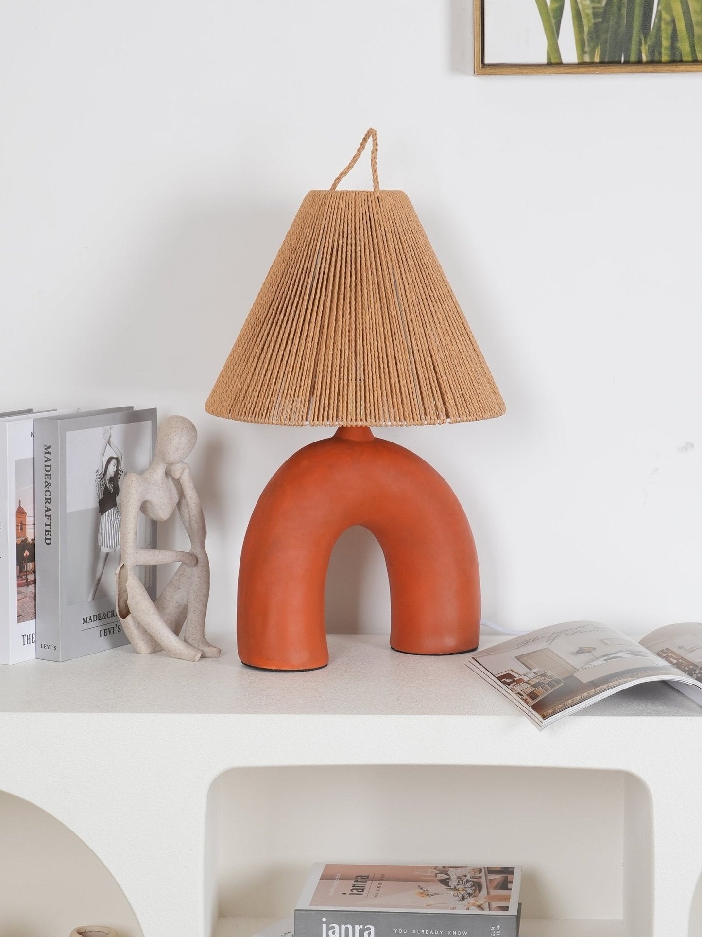 Arched Ceramic & Rope Table Lamp