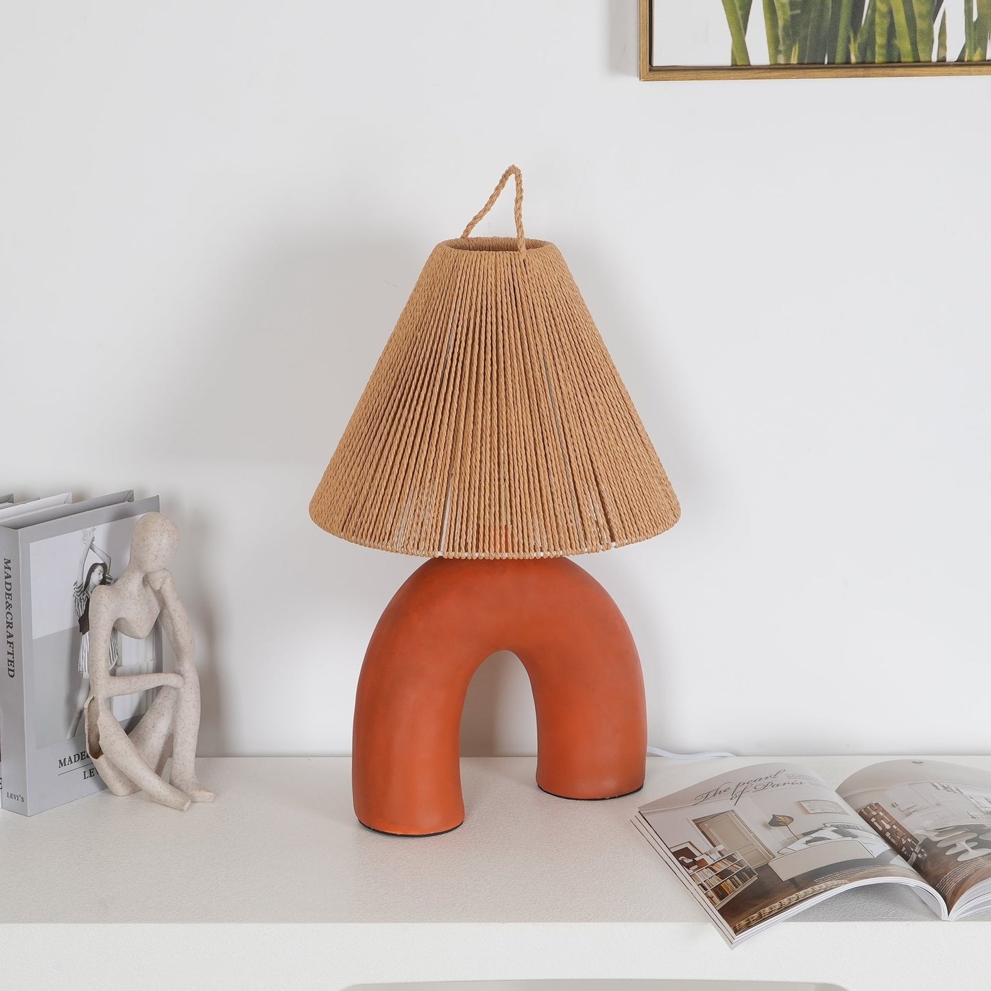 Arched Ceramic & Rope Table Lamp