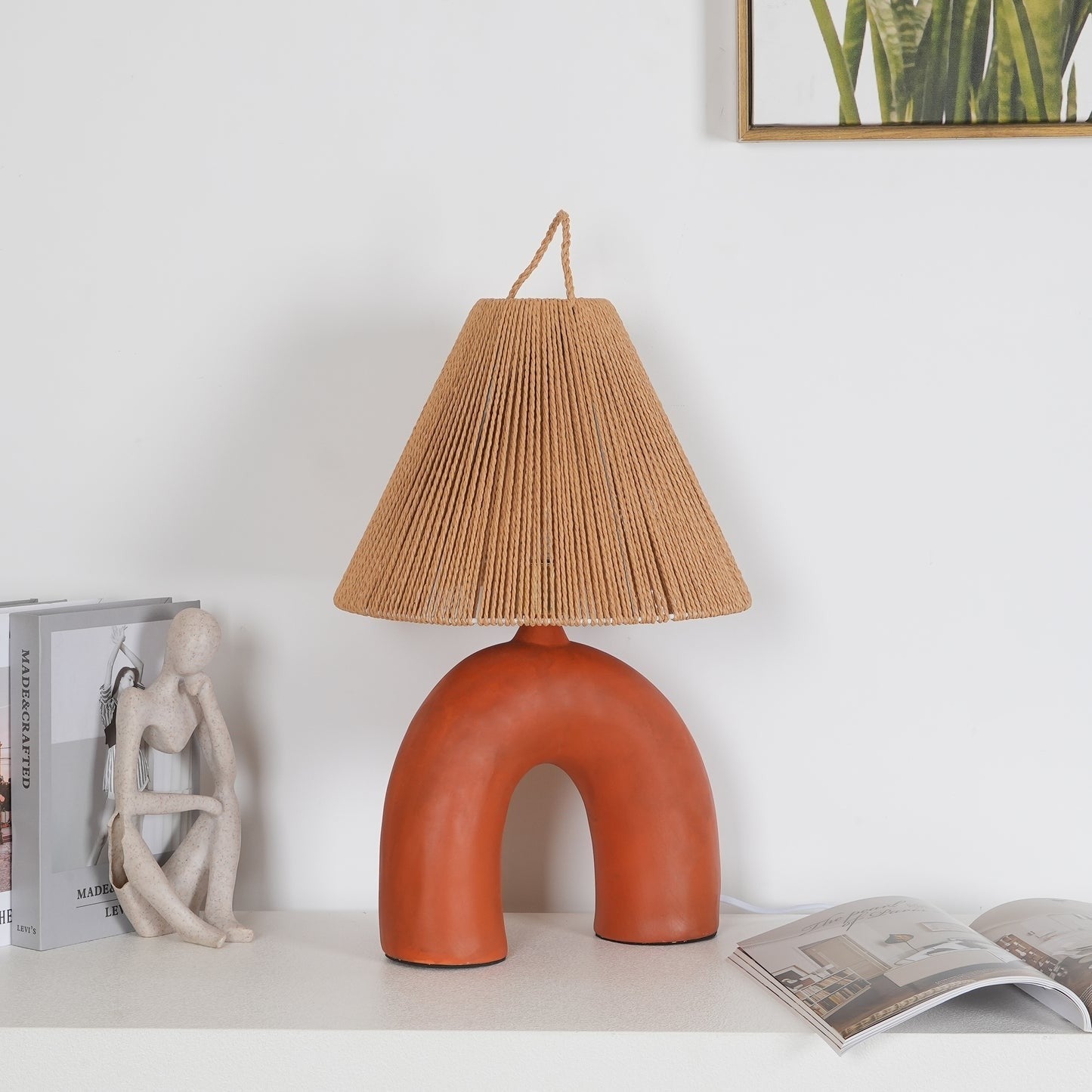Arched Ceramic & Rope Table Lamp