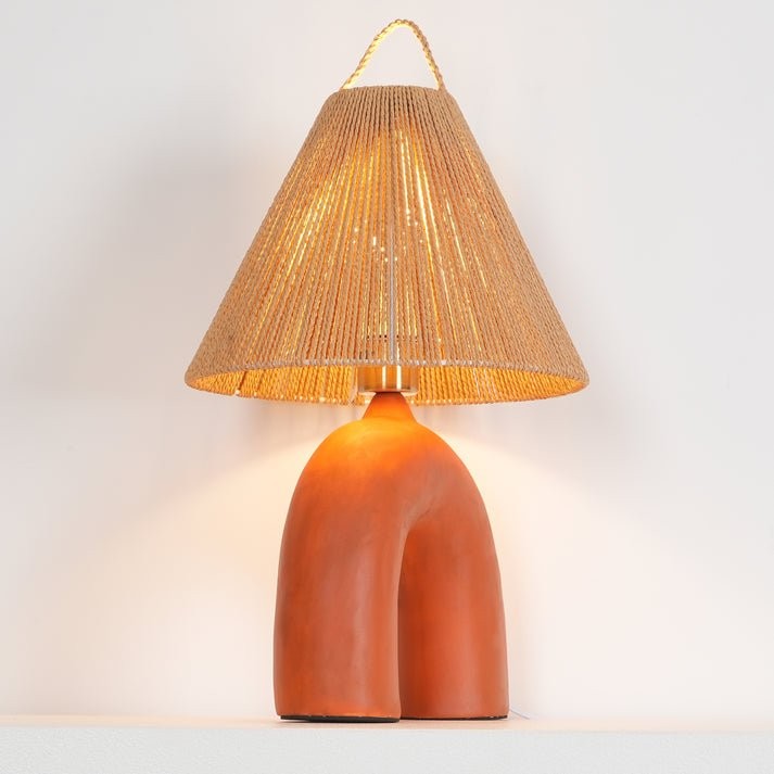 Arched Ceramic & Rope Table Lamp