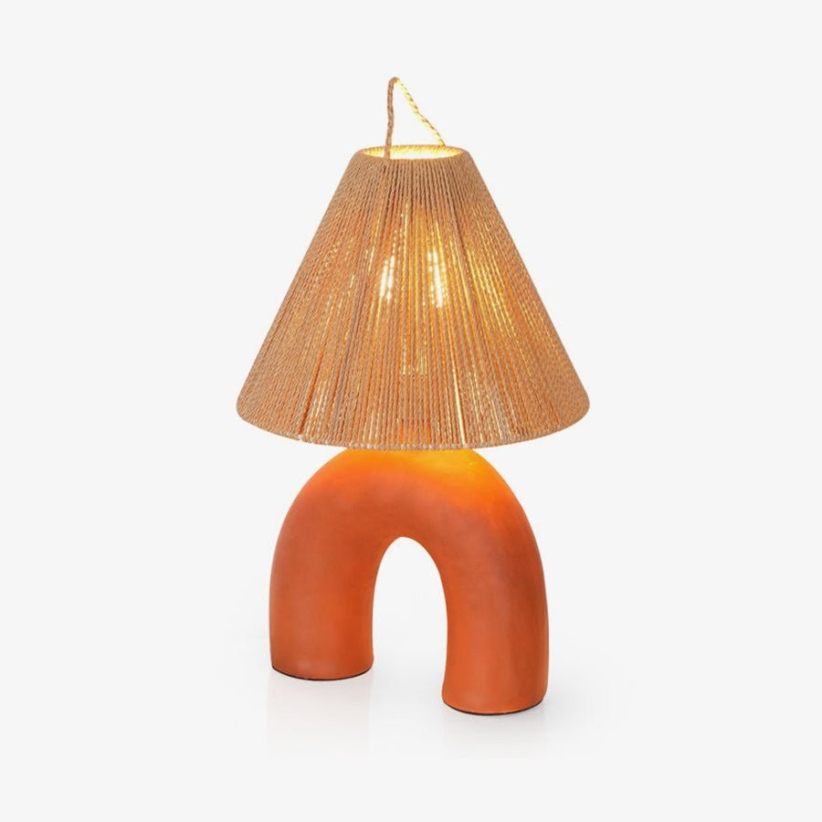 Arched Ceramic & Rope Table Lamp
