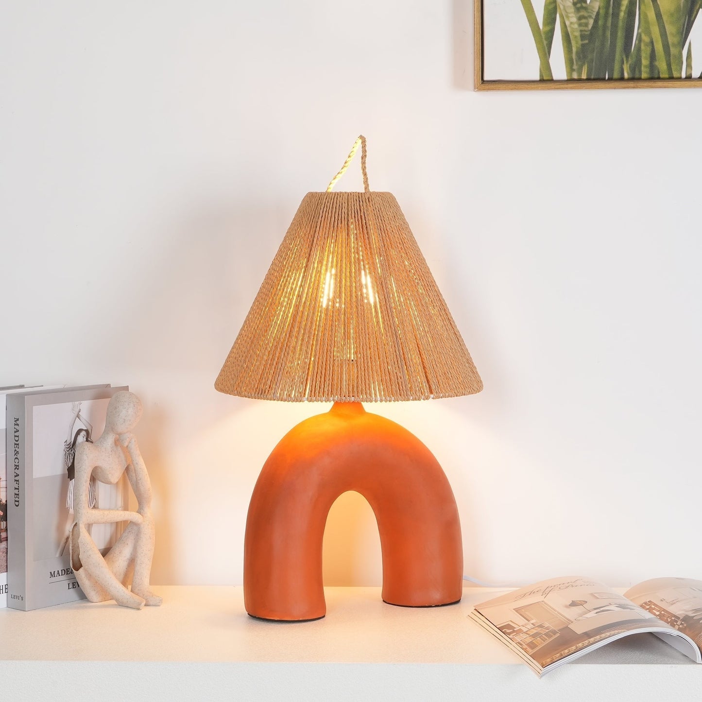 Arched Ceramic & Rope Table Lamp