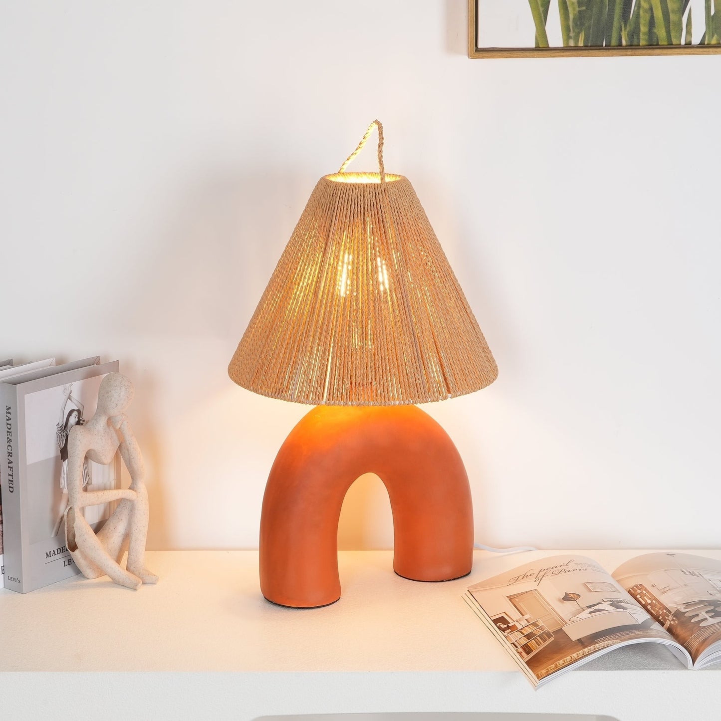 Arched Ceramic & Rope Table Lamp