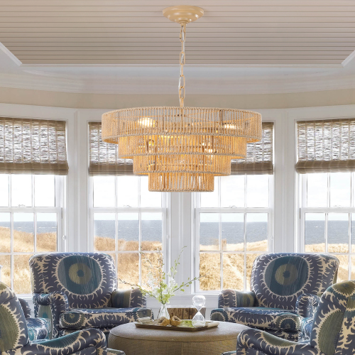 Boho Layered Rattan Statement Chandelier