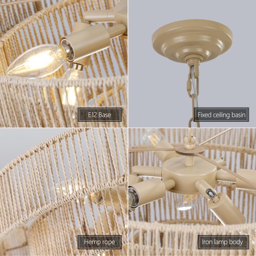 Boho Layered Rattan Statement Chandelier