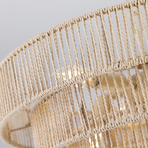 Boho Layered Rattan Statement Chandelier