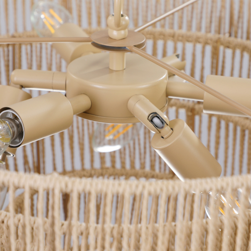 Boho Layered Rattan Statement Chandelier