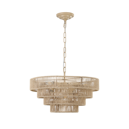 Boho Layered Rattan Statement Chandelier