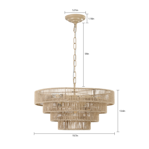 Boho Layered Rattan Statement Chandelier