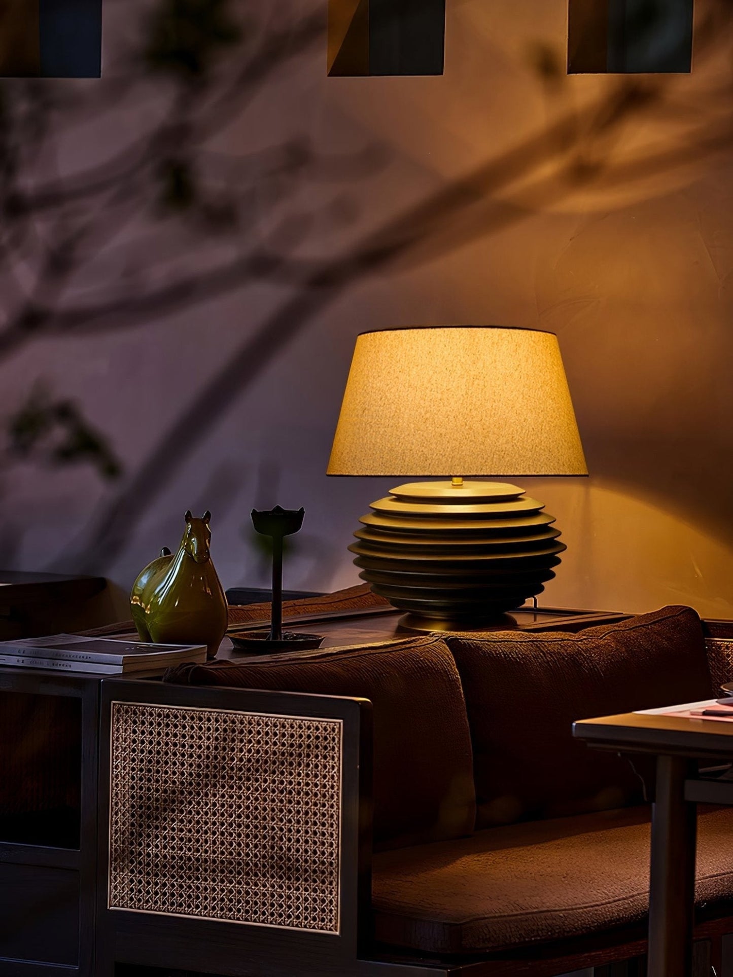 Cadence Sculptural Wood & Fabric Table Lamp