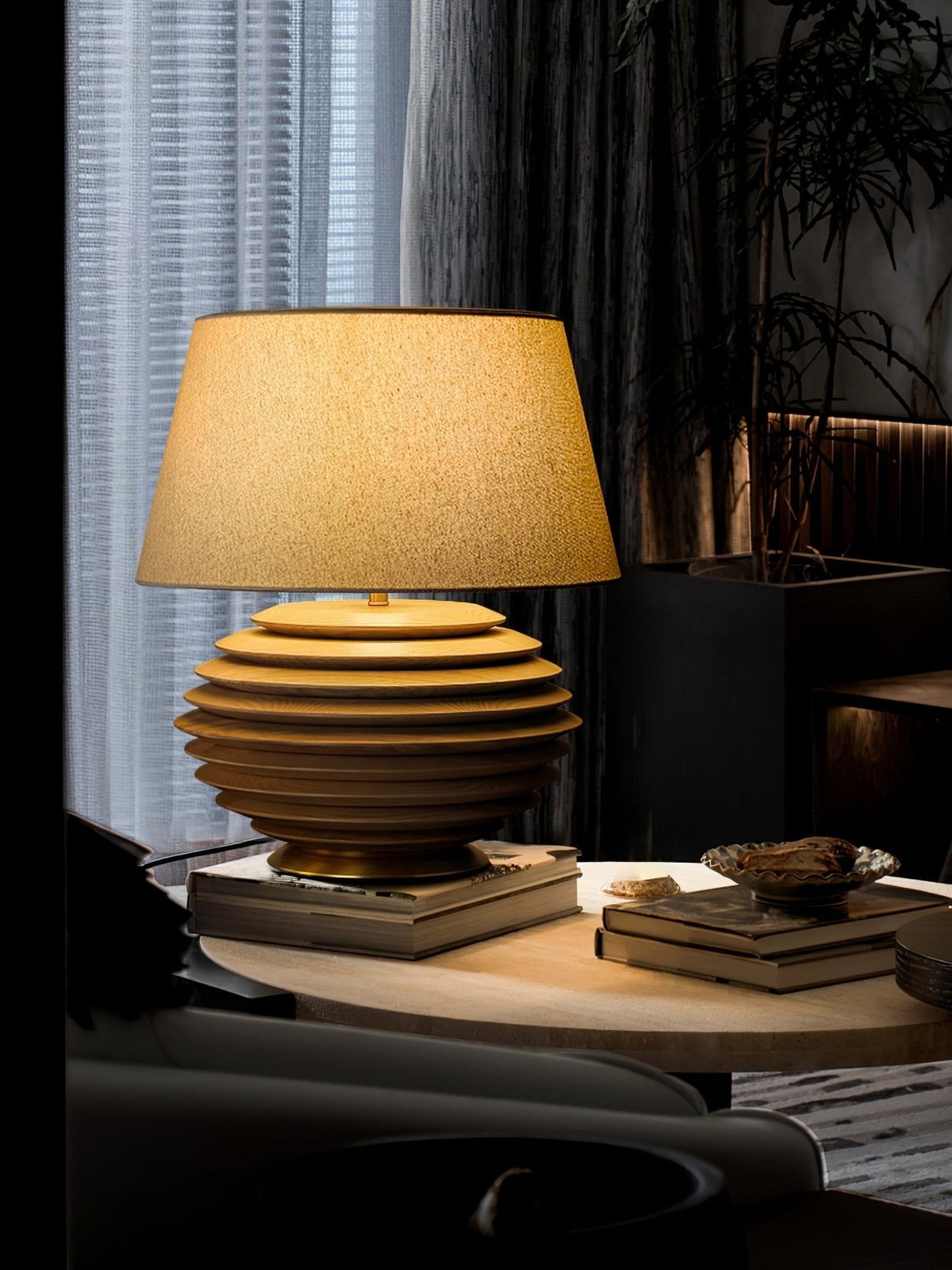 Cadence Sculptural Wood & Fabric Table Lamp