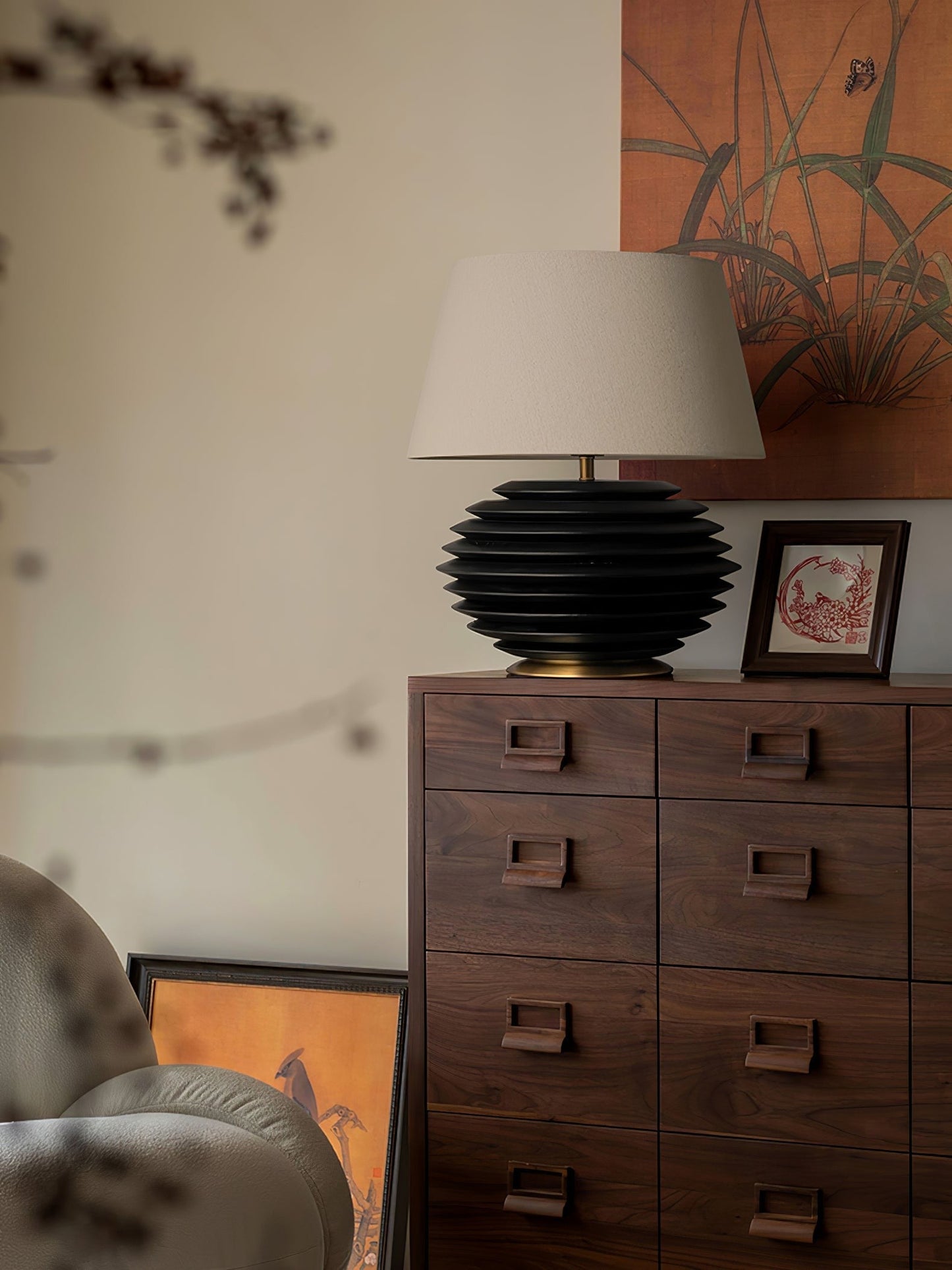 Cadence Sculptural Wood & Fabric Table Lamp