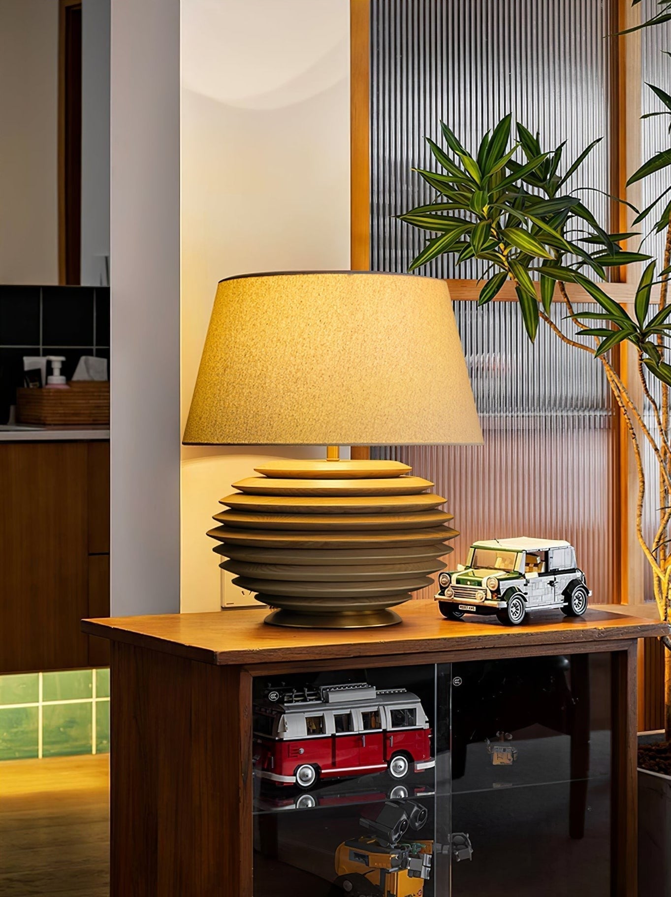Cadence Sculptural Wood & Fabric Table Lamp