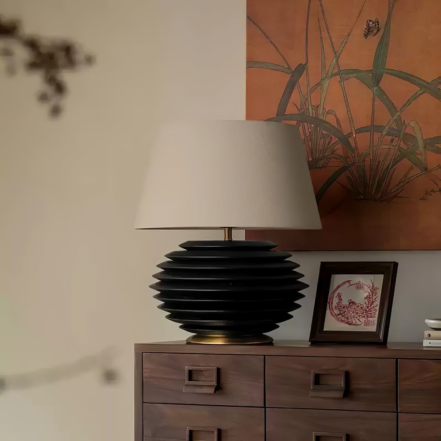 Cadence Sculptural Wood & Fabric Table Lamp