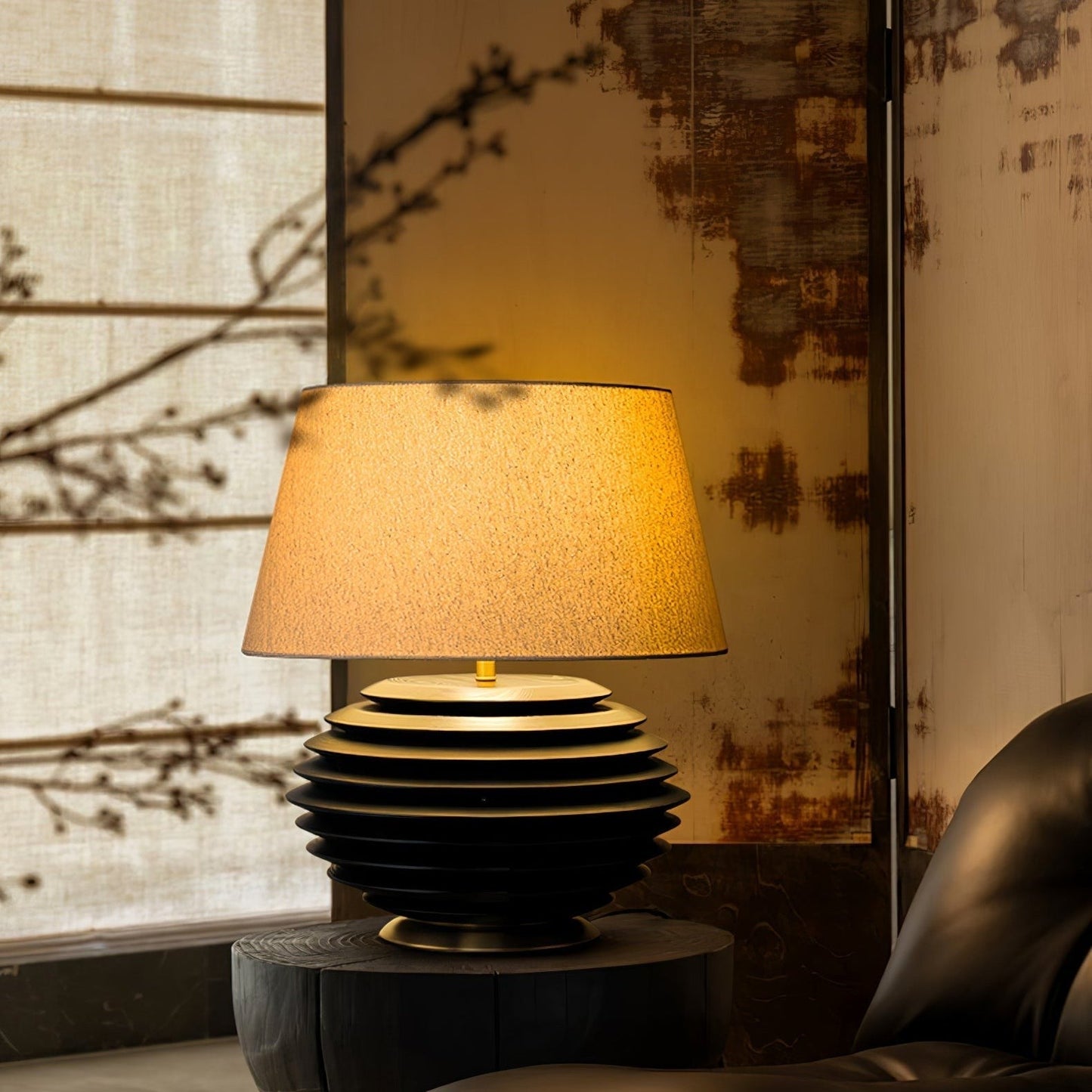 Cadence Sculptural Wood & Fabric Table Lamp