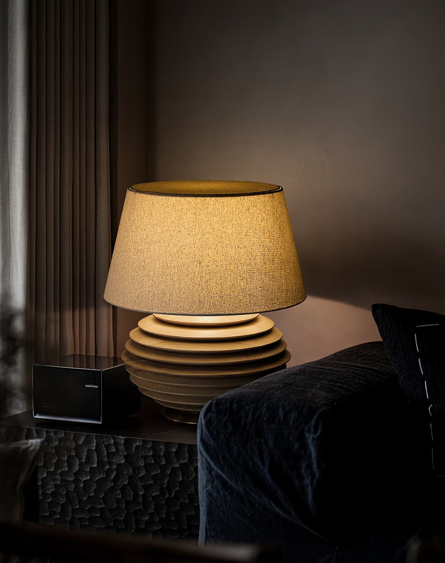 Cadence Sculptural Wood & Fabric Table Lamp