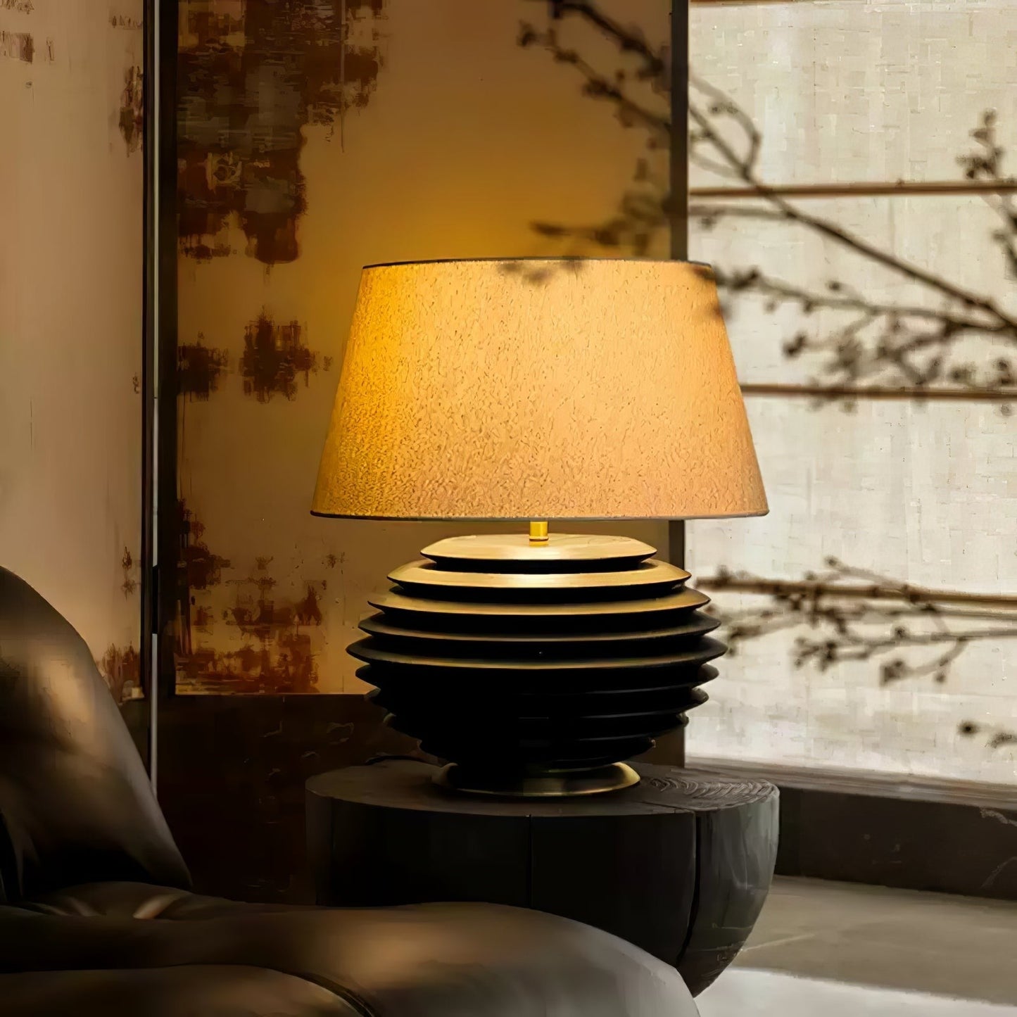 Cadence Sculptural Wood & Fabric Table Lamp