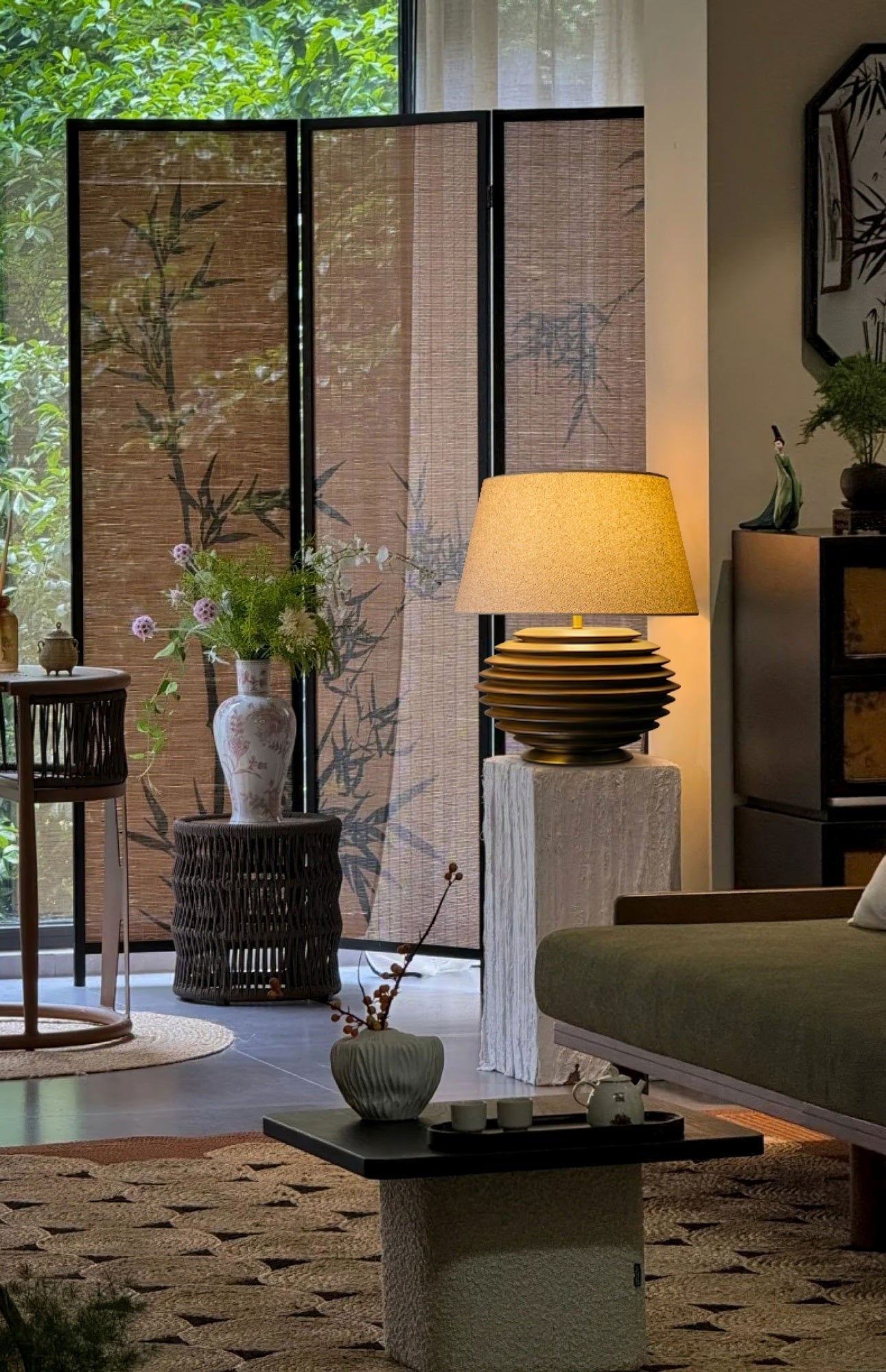 Cadence Sculptural Wood & Fabric Table Lamp