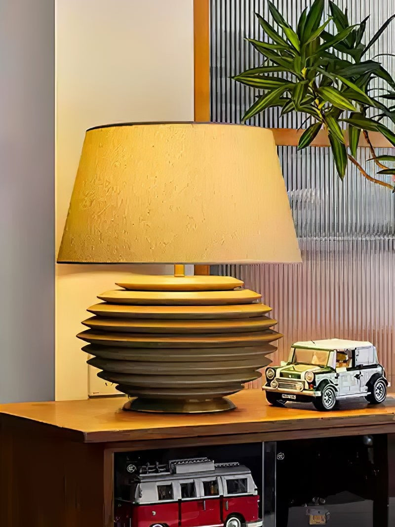 Cadence Sculptural Wood & Fabric Table Lamp
