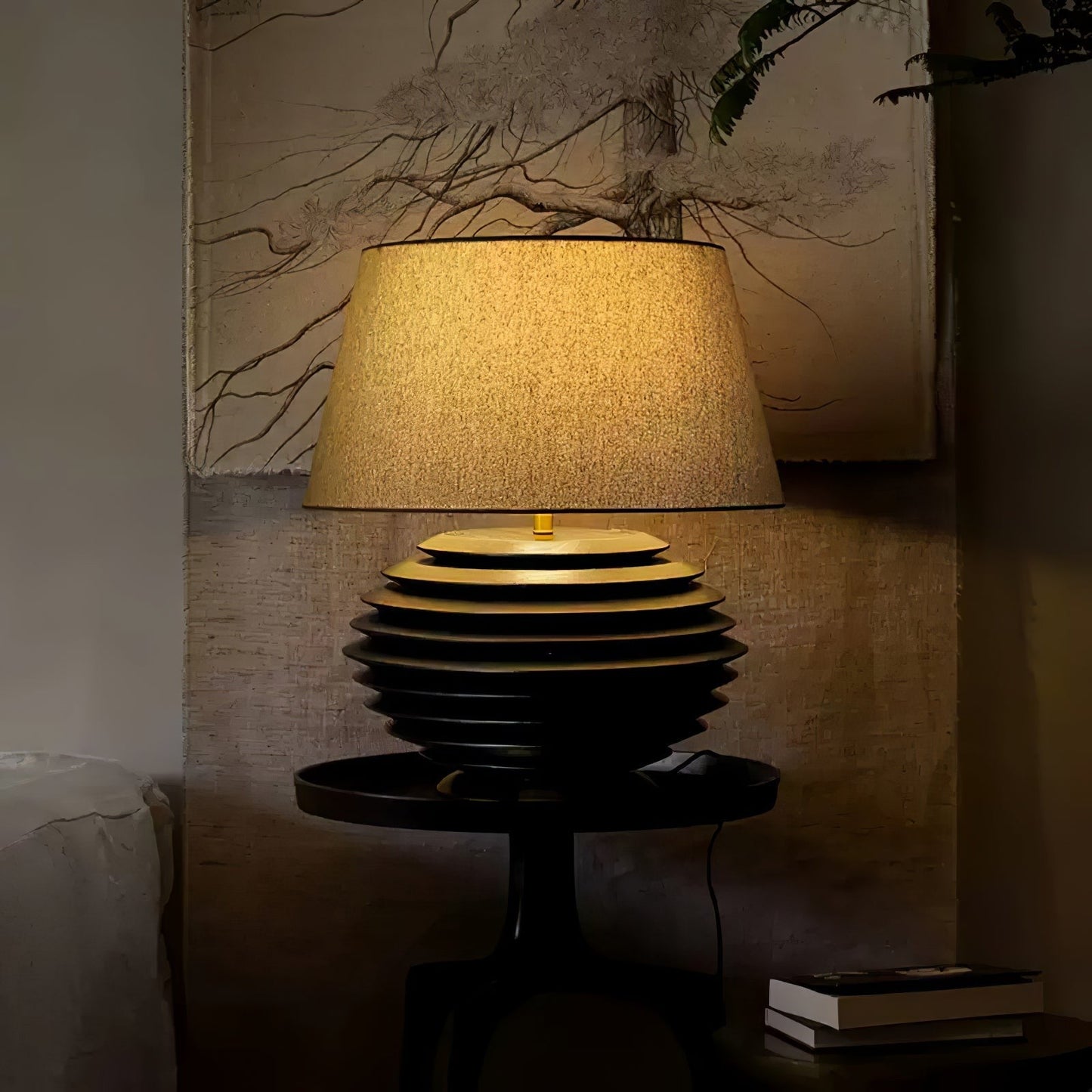 Cadence Sculptural Wood & Fabric Table Lamp