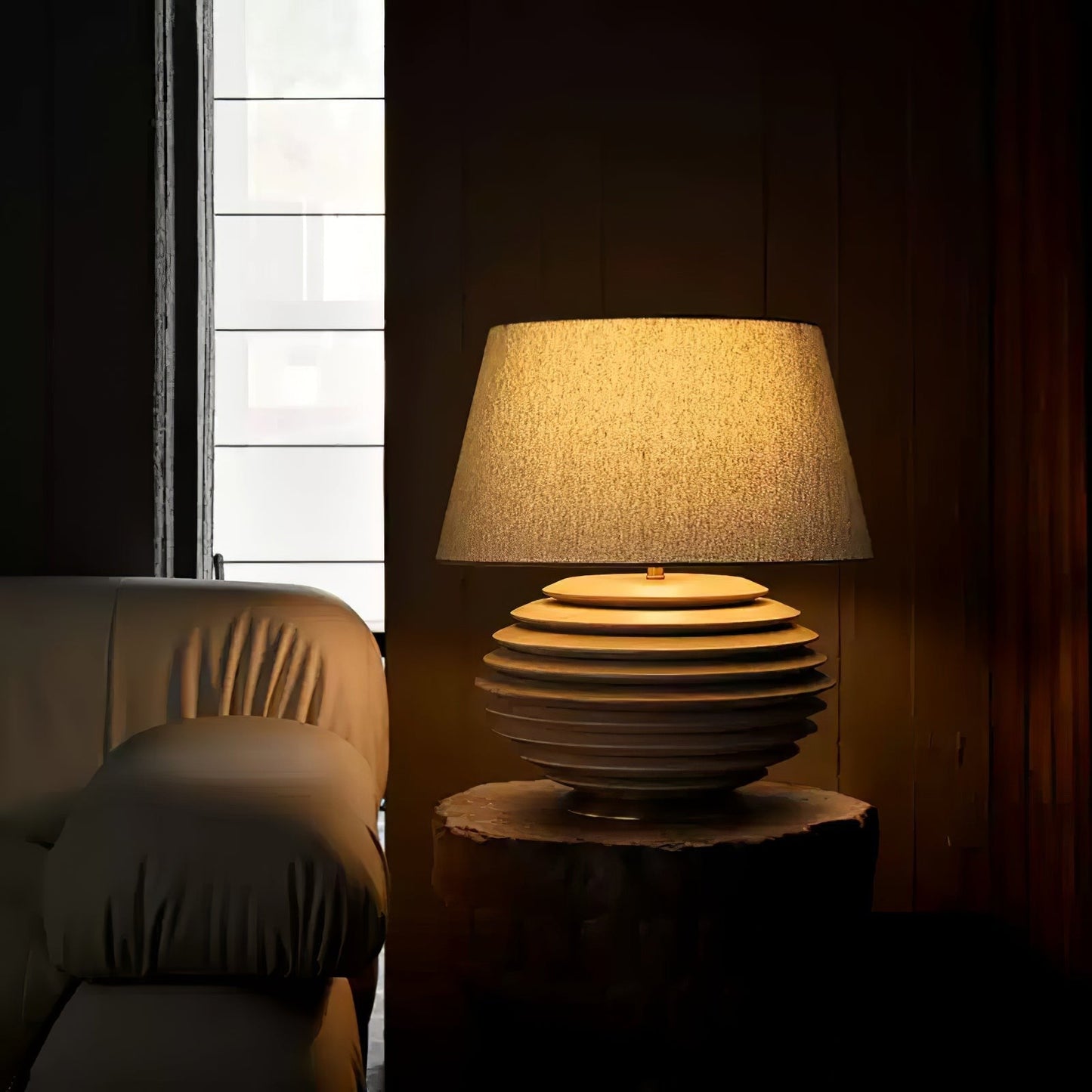 Cadence Sculptural Wood & Fabric Table Lamp