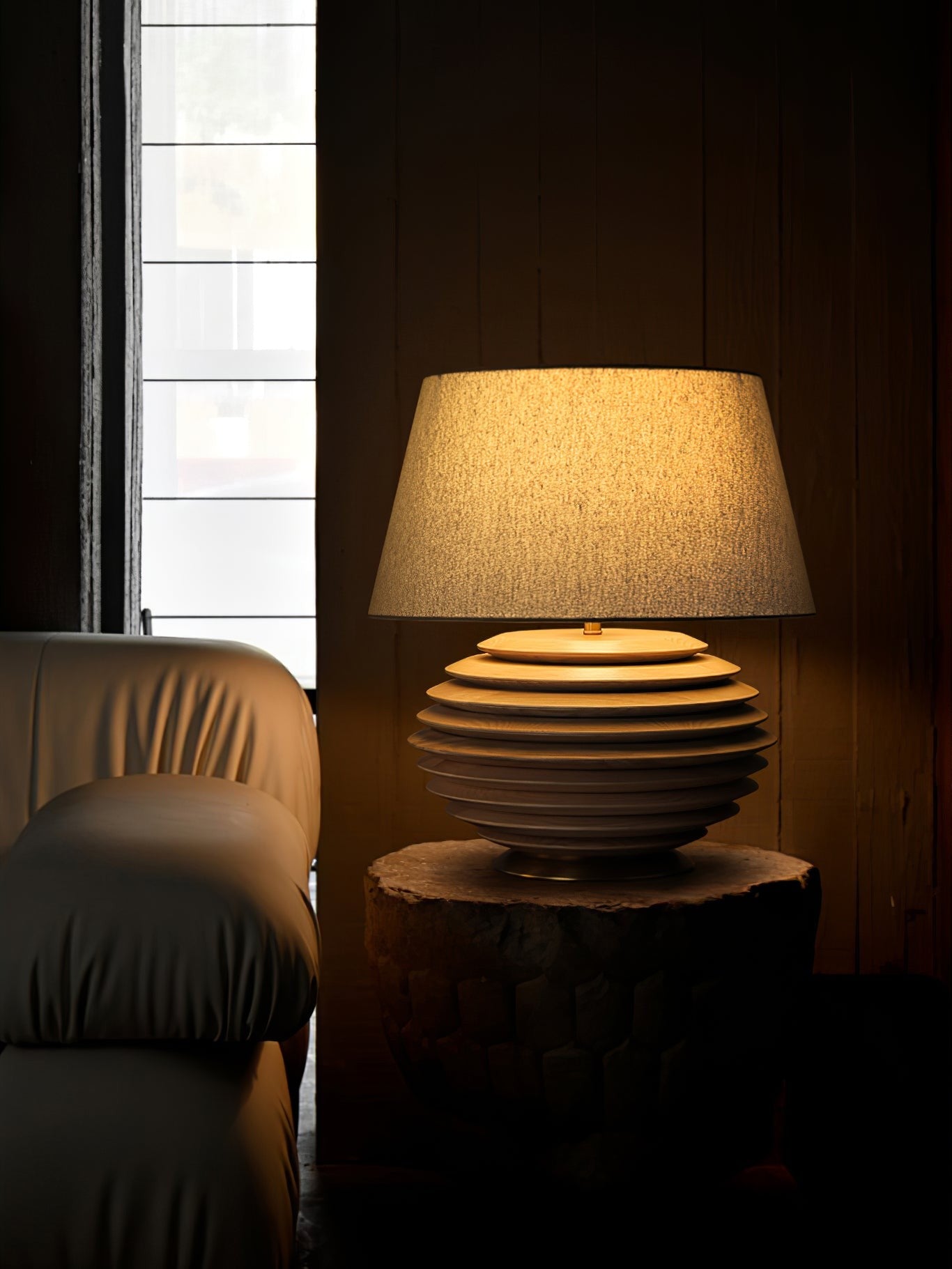 Cadence Sculptural Wood & Fabric Table Lamp