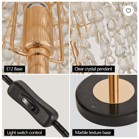Crystal Cascade Vintage Table Lamp