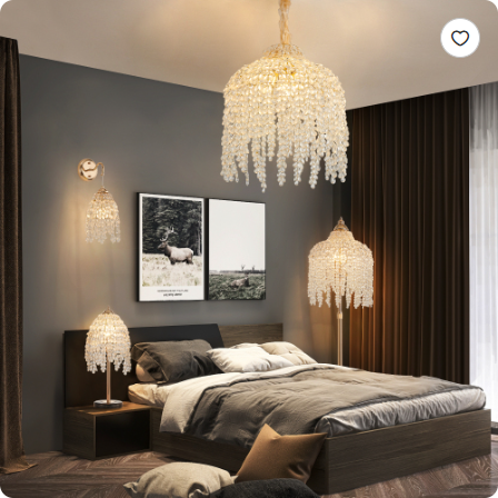 Crystal Cascade Vintage Table Lamp