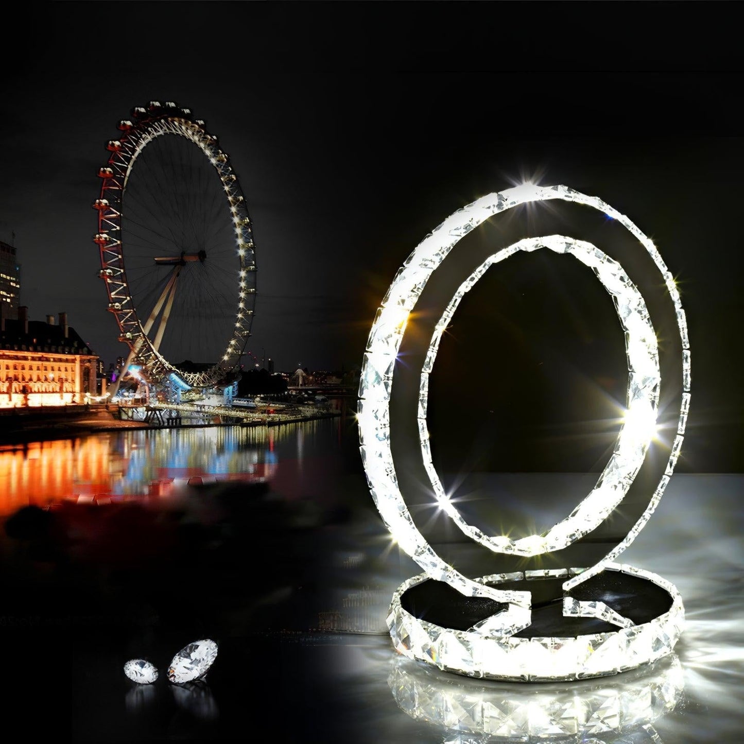 Crystal Rings LED Table Lamp