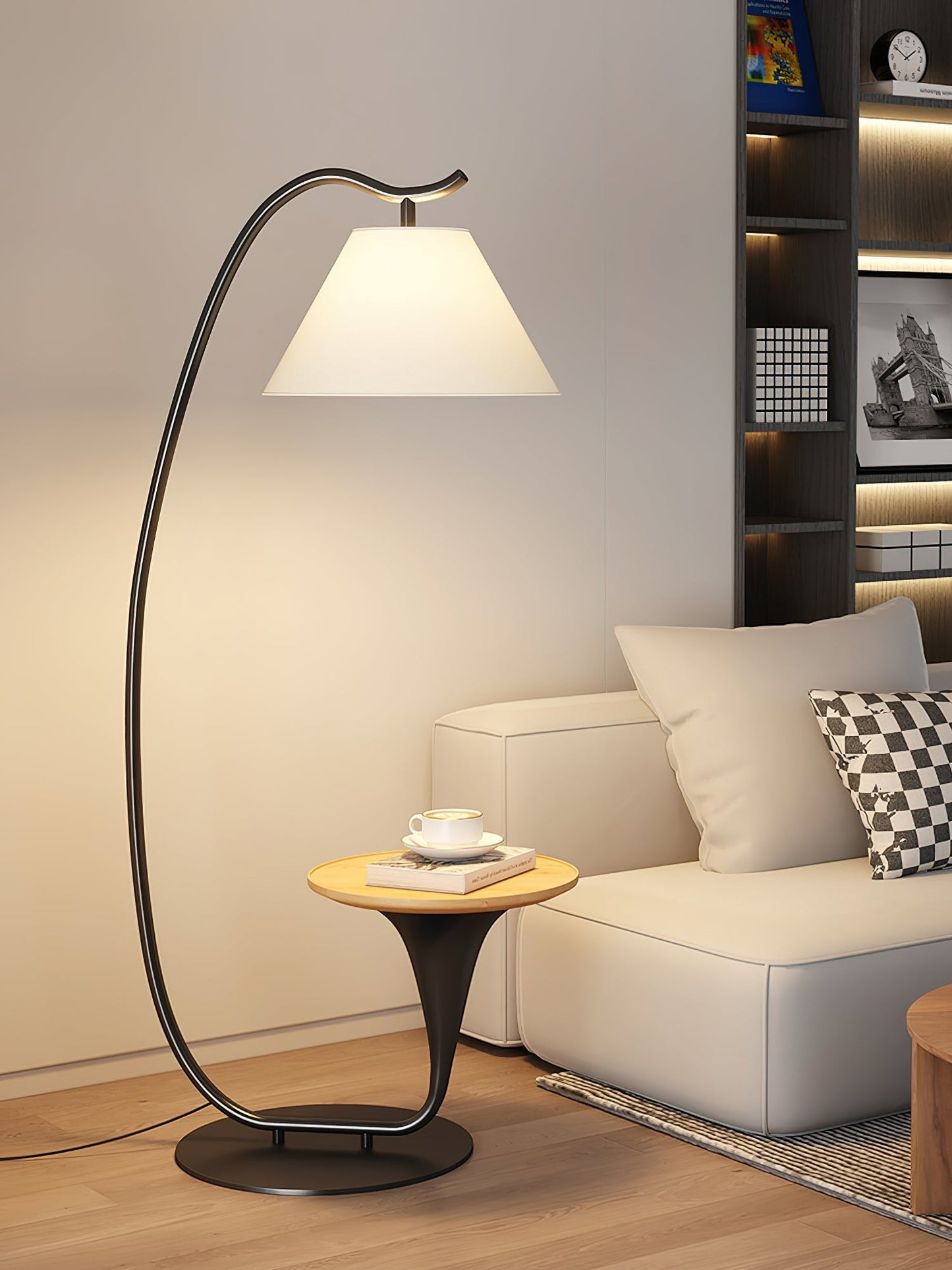 Curvature Floor Lamp with Side Table