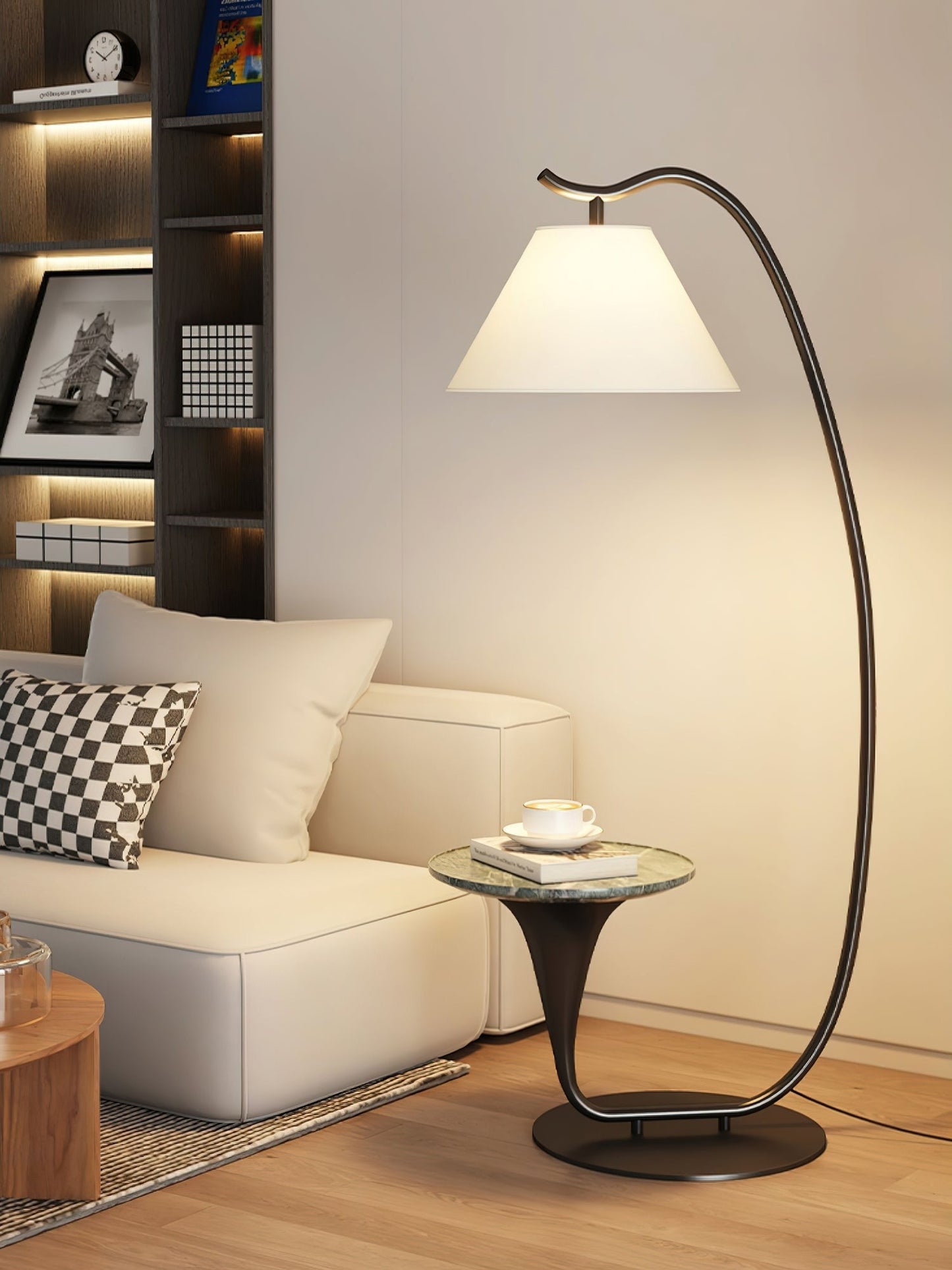 Curvature Floor Lamp with Side Table