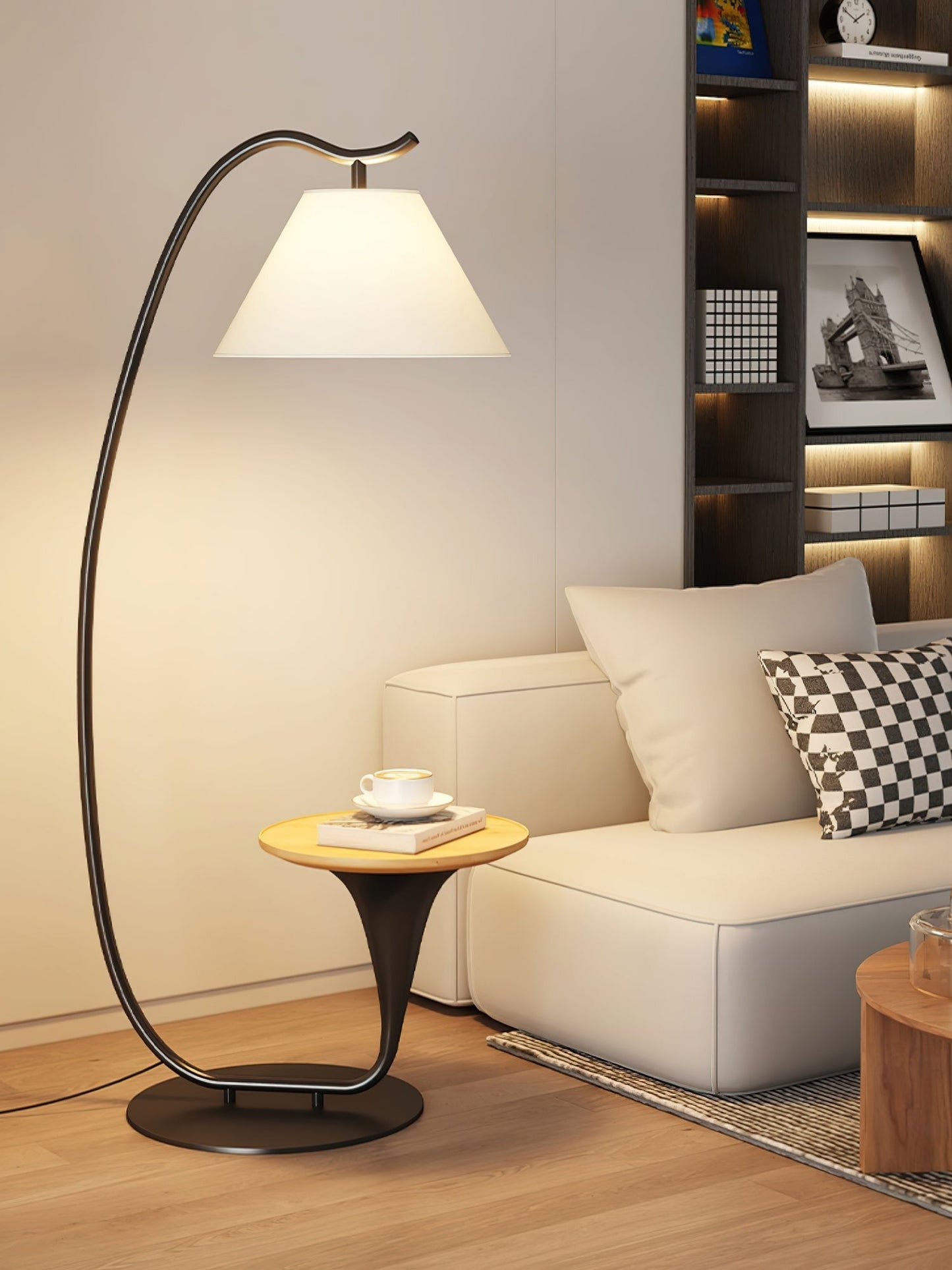 Curvature Floor Lamp with Side Table