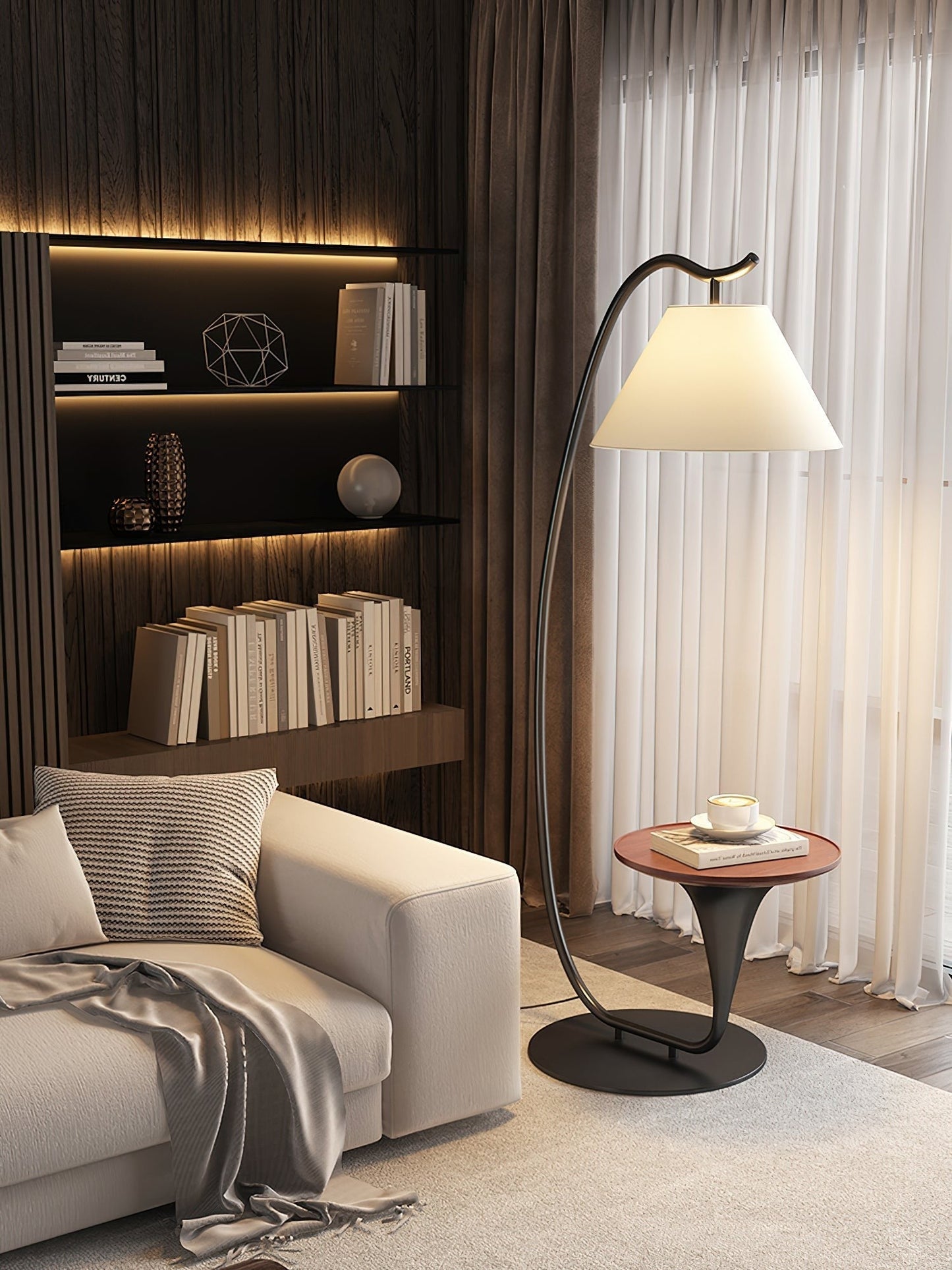 Curvature Floor Lamp with Side Table