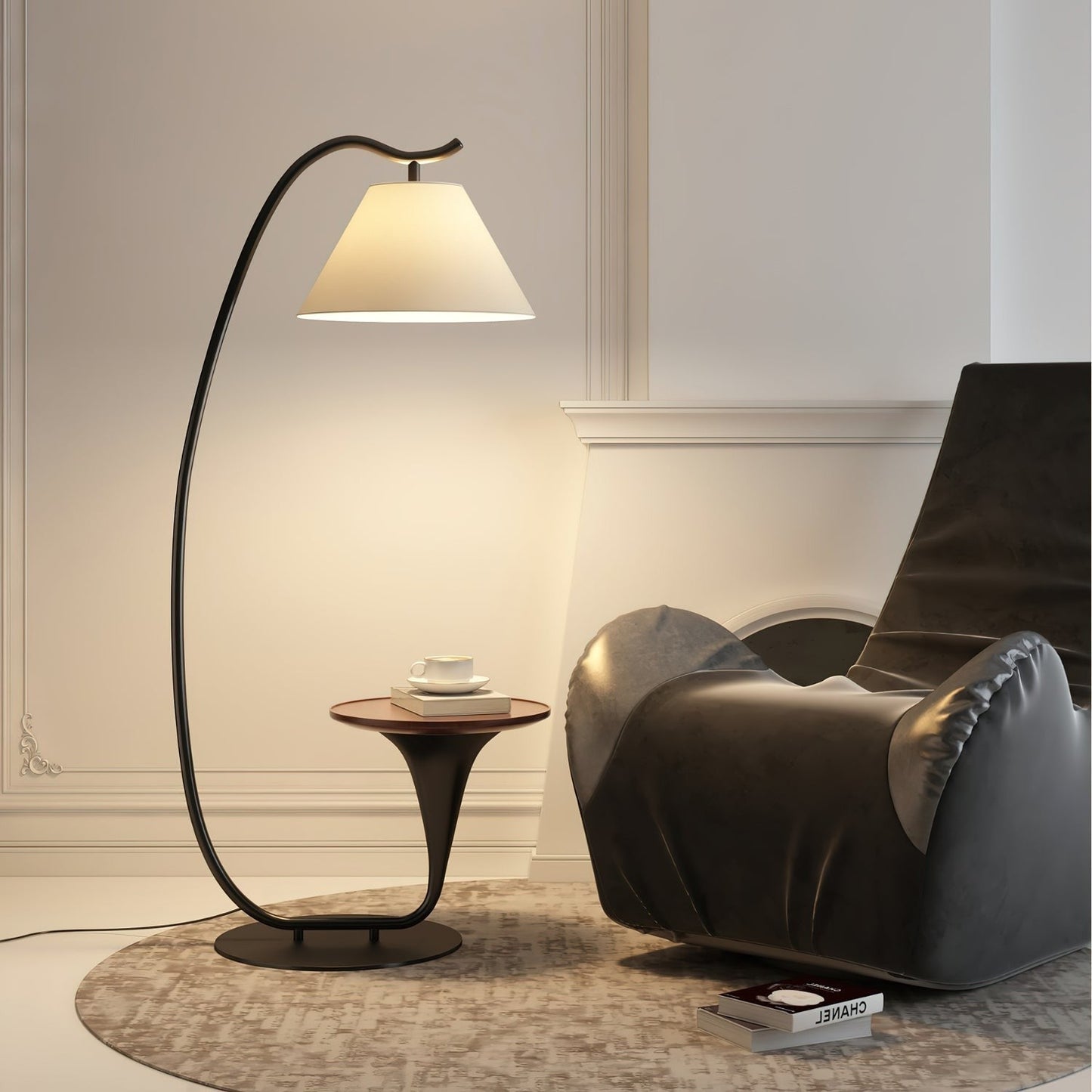 Curvature Floor Lamp with Side Table