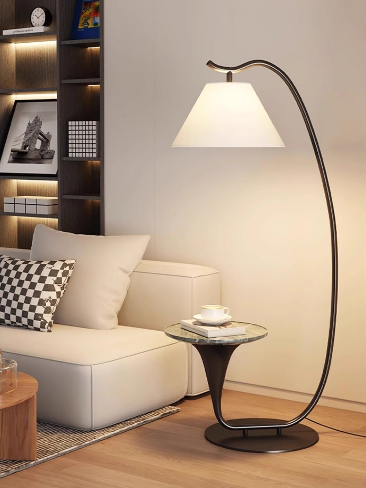 Curvature Floor Lamp with Side Table