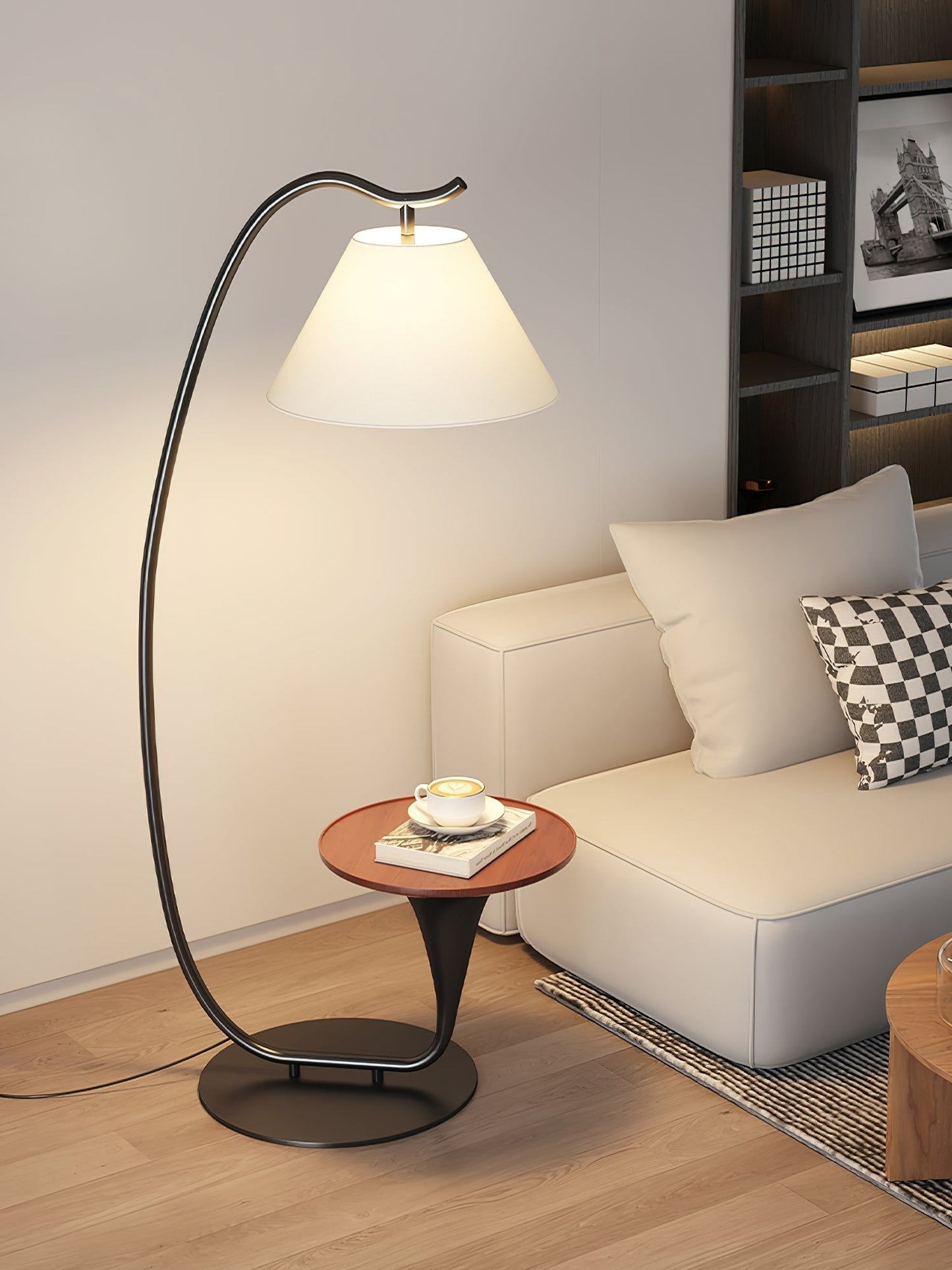 Curvature Floor Lamp with Side Table