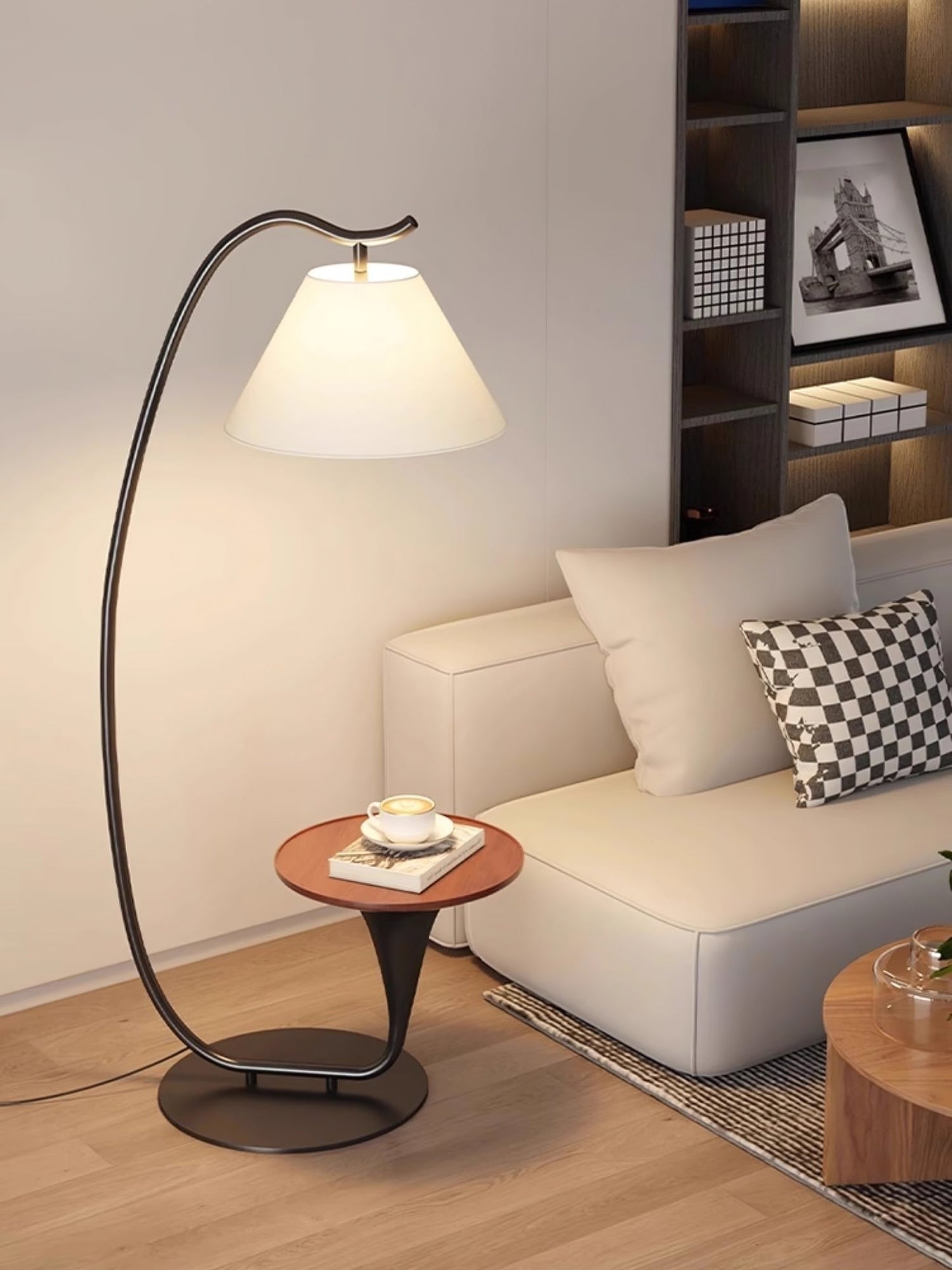 Curvature Floor Lamp with Side Table