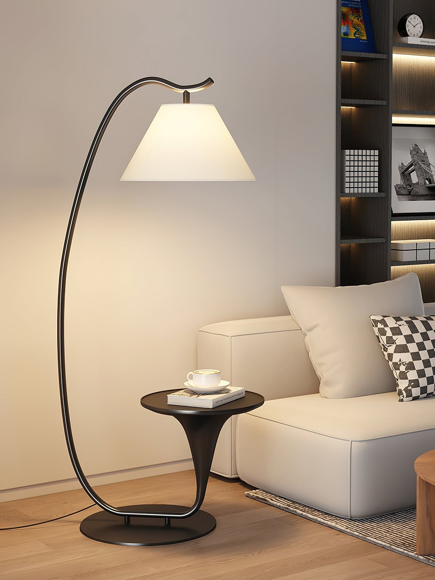 Curvature Floor Lamp with Side Table