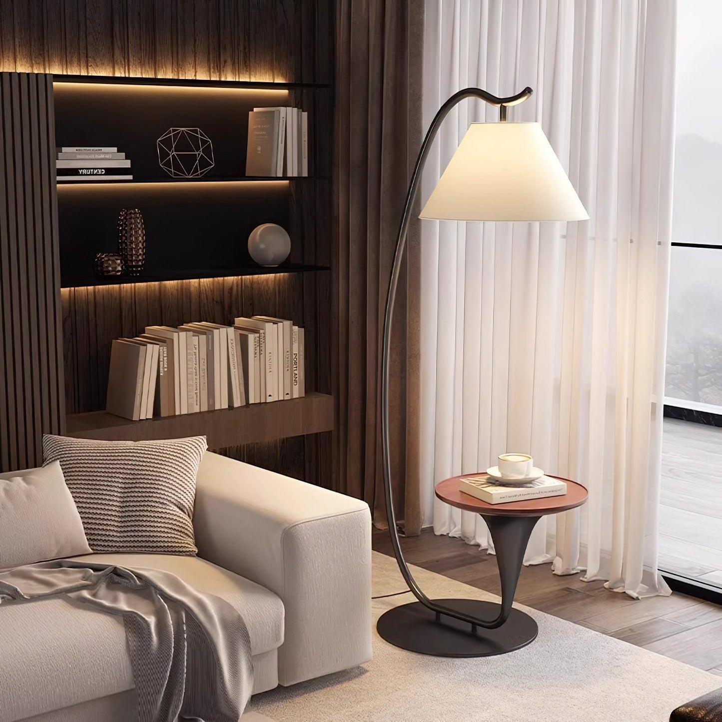 Curvature Floor Lamp with Side Table