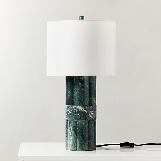 Green Marble Column Table Lamp