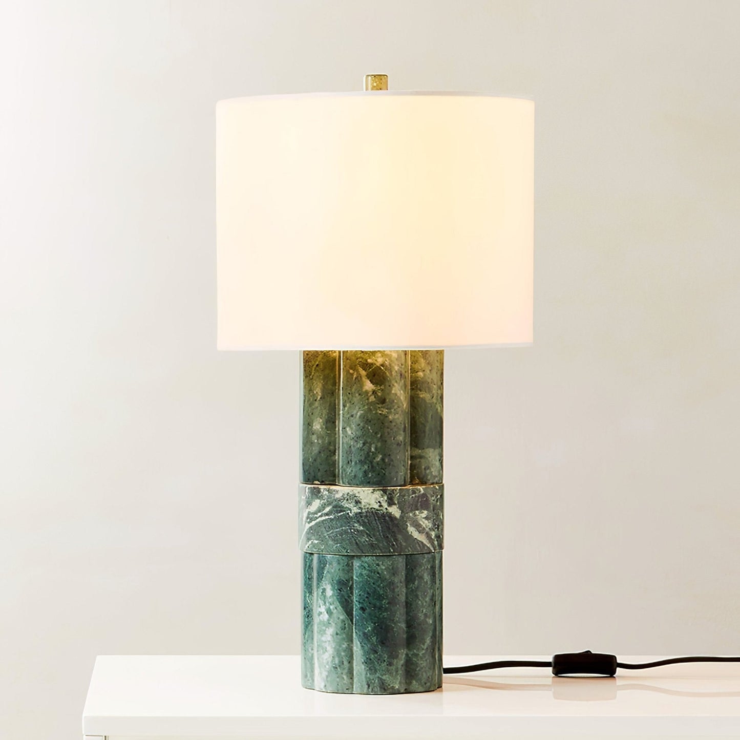 Green Marble Column Table Lamp
