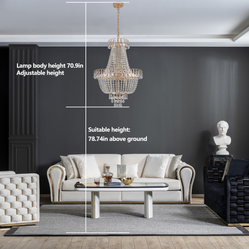 Imperial Gold Crystal Cascade Chandelier