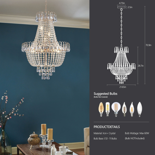 Imperial Gold Crystal Cascade Chandelier