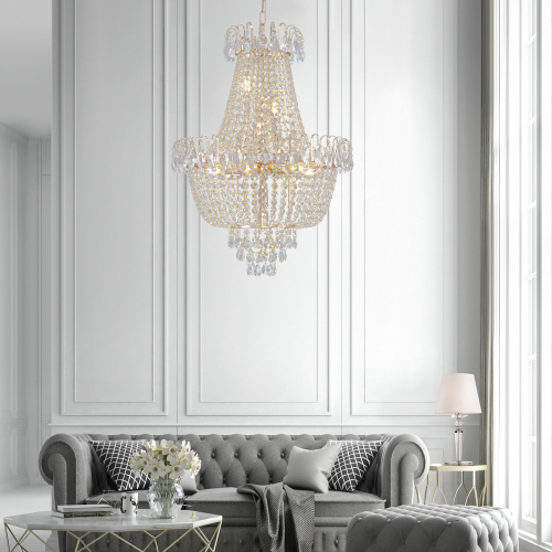 Imperial Gold Crystal Cascade Chandelier