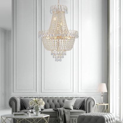 Imperial Gold Crystal Cascade Chandelier