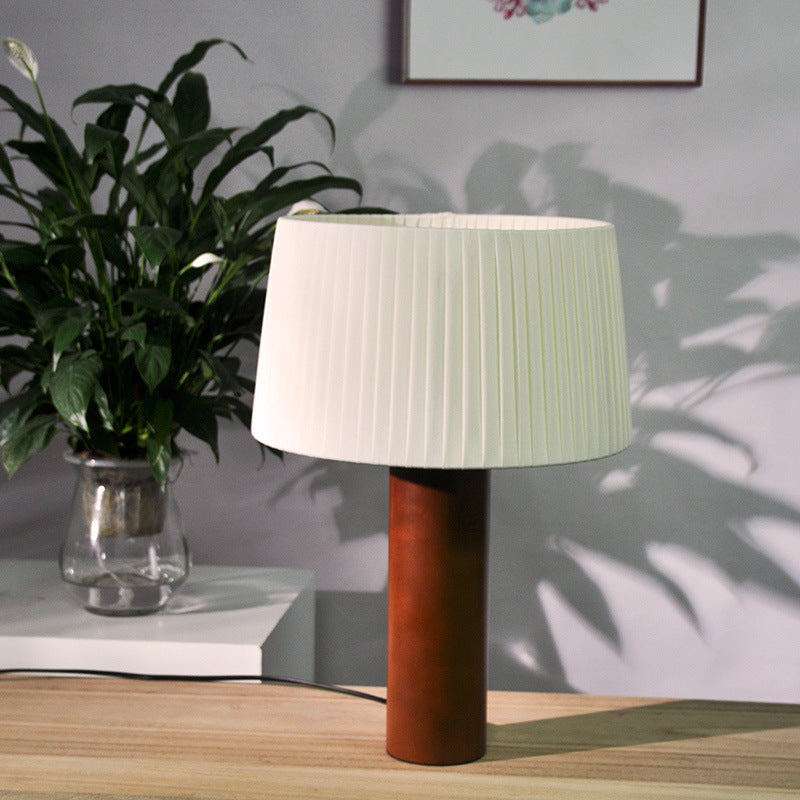 Korean Pleated Shade Wooden Table Lamp