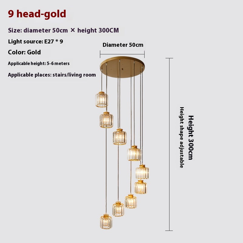 LuxeCascade Crystal Staircase Chandelier