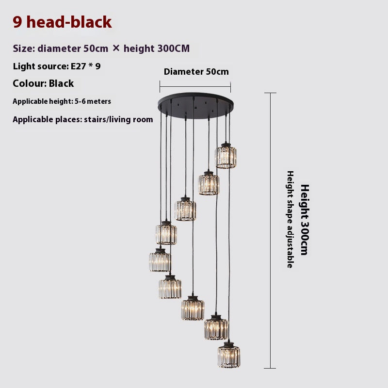 LuxeCascade Crystal Staircase Chandelier