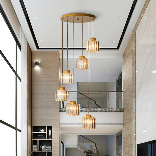 LuxeCascade Crystal Staircase Chandelier